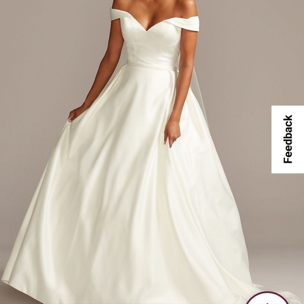 Davids Bridal satin off shoulder ball gown NWT
